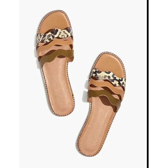 Madewell The Wave Slide Leather Sandal Snakeskin Womens Shoes Size 8.5 Pre-Owned - Picture 2 of 13